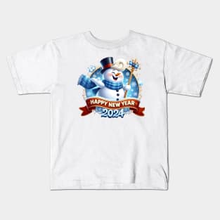 Frosty's Holiday Magic: Celebrate Christmas and Ring in the New Year with Whimsical Designs! Kids T-Shirt